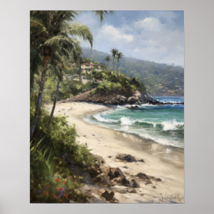 Laguna Beach Watercolor Art Print Poster