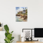 Laguna Beach Watercolor Art Print Poster (Heimbüro)