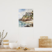 Laguna Beach Watercolor Art Print Poster (Küche)