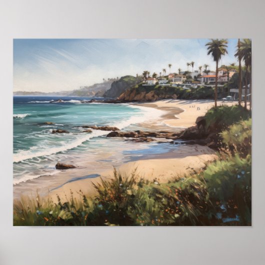 Laguna Beach Watercolor Art Print Poster (Vorne)