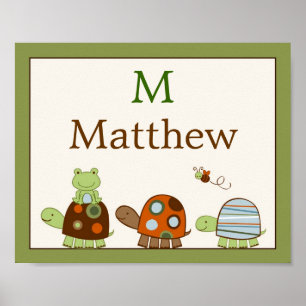 Laguna Turtle Frosch Kinderzimmer Mauer Name Prinz Poster