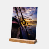 Lagune bei Tagesanbruch, bei Acrylschild (Winkel)