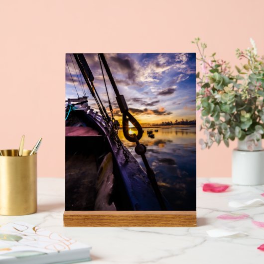 Lagune bei Tagesanbruch, bei Acrylschild (Hochzeit)
