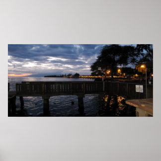 Lahaina City Lights - Sonnenuntergang Poster