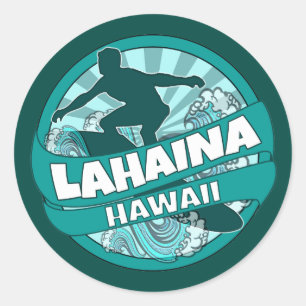 Lahaina Hawaii aquamarine Logo-Aufkleber Runder Aufkleber