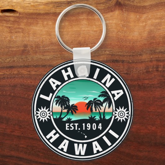 Lahaina Hawaii Beach Retro Sunset Souvenir 60er Schlüsselanhänger (Vorderseite)