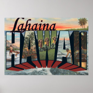 Lahaina, Hawaii - große Buchstabe-Szenen Poster