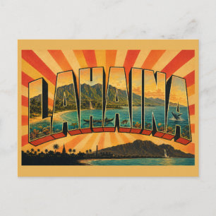 Lahaina Hawaii Ozean Strand Berg Kunst Postkarte