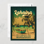Lahaina Hawaii Retro Palm Trees 80er Souvenirs Postkarte (Vorne/Hinten)