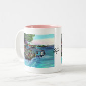 Lahaina Maui~ Fisch-Firmenmalerei Zweifarbige Tasse (Vorderseite Links)