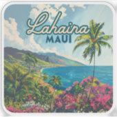 Lahaina Maui Hawaii Beach Coast Retro Aufkleber (Vorderseite)