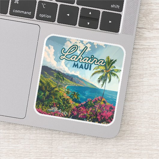 Lahaina Maui Hawaii Beach Coast Retro Aufkleber (Detail)