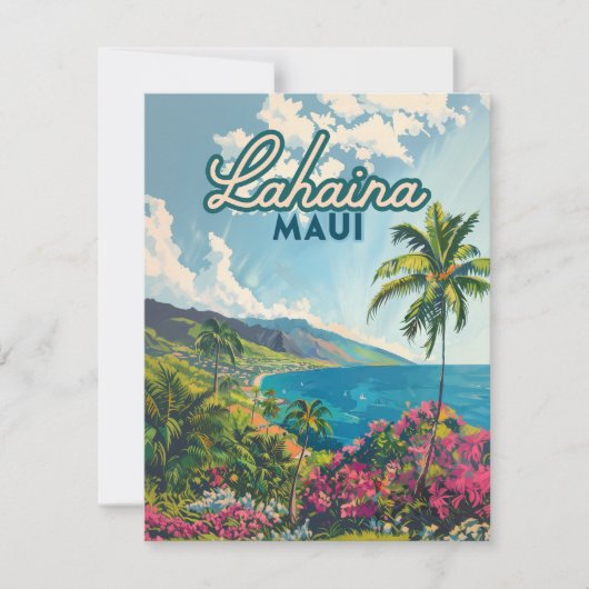 Lahaina Maui Hawaii Beach Coast Retro Card (Vorderseite)