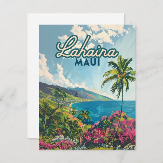 Lahaina Maui Hawaii Beach Coast Retro Card (Vorne/Hinten)