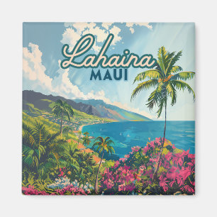 Lahaina Maui Hawaii Beach Coast Retro Magnet
