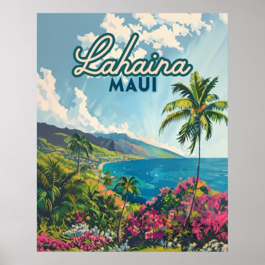 Lahaina Maui Hawaii Beach Coast Retro Poster (Vorne)