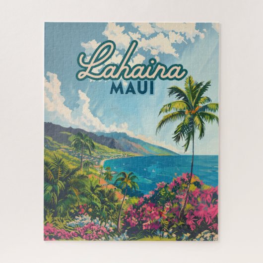 Lahaina Maui Hawaii Beach Coast Retro Puzzle (Vertikal)