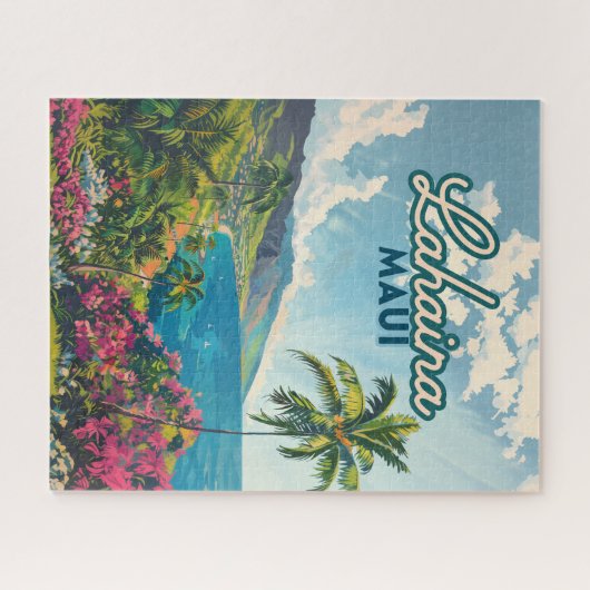 Lahaina Maui Hawaii Beach Coast Retro Puzzle (Horizontal)