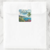 Lahaina Maui Hawaii Beach Coast Retro Quadratischer Aufkleber (Tasche)