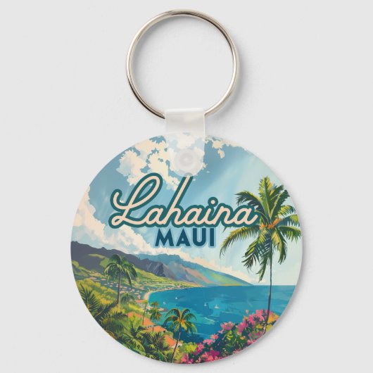 Lahaina Maui Hawaii Beach Coast Retro Schlüsselanhänger (Rückseite)