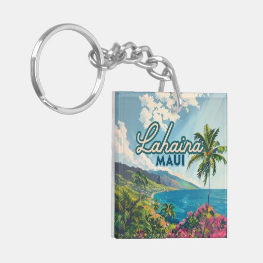 Lahaina Maui Hawaii Beach Coast Retro Schlüsselanhänger (Vorderseite links)