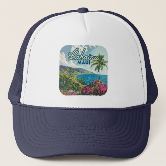 Lahaina Maui Hawaii Beach Coast Retro Truckerkappe (Vorderseite)