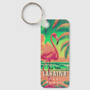 Lahaina Maui Hawaii Retro Flamingo Souvenir 1950er Schlüsselanhänger