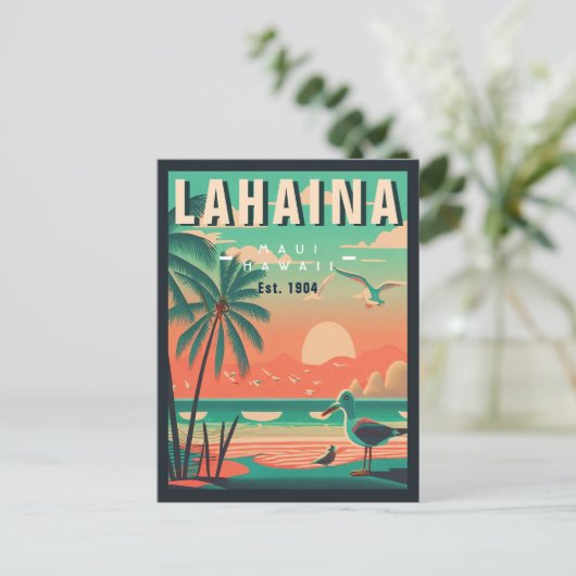 Lahaina Maui Hawaii Retro Seagull Souvenir 1950s Postkarte (Stehend Vorderseite)