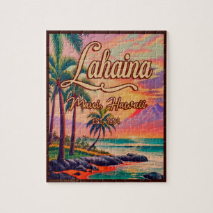 Lahaina Maui Hawaii Retro-Sonnenuntergang-Souvenir Puzzle