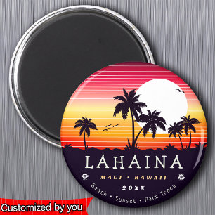 Lahaina Maui Hawaii Retro Sunset Palm Trees 60er Magnet