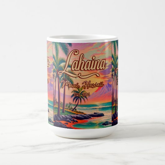 Lahaina Maui Hawaii Retro Sunset Souvenir 1950s Kaffeetasse (Mittel)