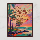 Lahaina Maui Hawaii Retro Sunset Souvenir 1950s Postkarte (Vorderseite)