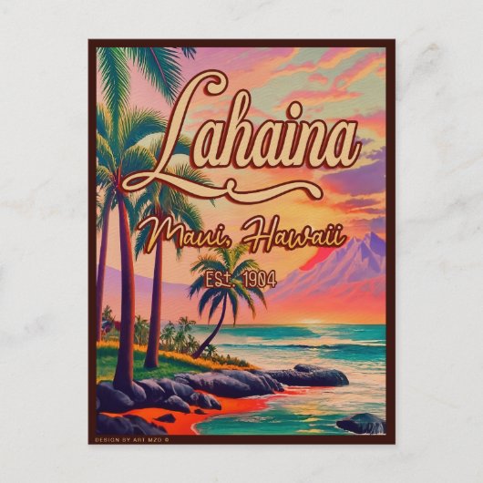 Lahaina Maui Hawaii Retro Sunset Souvenir 1950s Postkarte (Vorderseite)