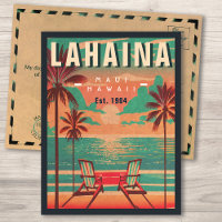 Lahaina Maui Hawaii Retro Sunset Souvenir 1950s