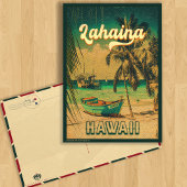 Lahaina Maui Hawaii Retro Sunset Souvenir 1950s Postkarte