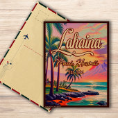 Lahaina Maui Hawaii Retro Sunset Souvenir 1950s Postkarte
