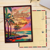 Lahaina Maui Hawaii Retro Sunset Souvenir 1950s Postkarte