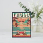 Lahaina Maui Hawaii Retro Sunset Souvenir 1950s Postkarte (Stehend Vorderseite)