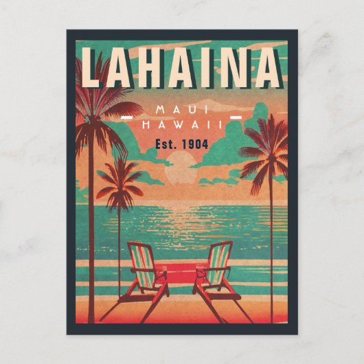 Lahaina Maui Hawaii Retro Sunset Souvenir 1950s Postkarte (Vorderseite)