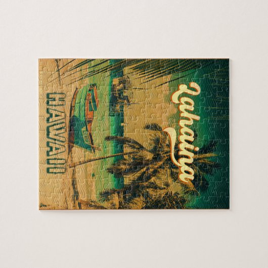 Lahaina Maui Hawaii Retro Sunset Souvenir 1960s Puzzle (Horizontal)