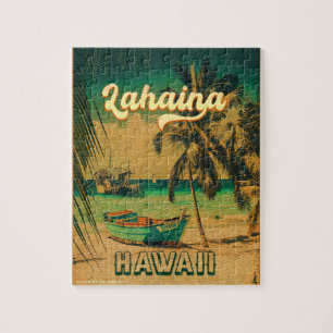 Lahaina Maui Hawaii Retro Sunset Souvenir 1960s Puzzle