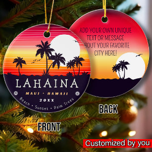 Lahaina Maui Hawaii Retro Sunset Souvenirs 60er Keramik Ornament