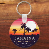 Lahaina Maui Hawaii Retro Sunset Souvenirs 60er Schlüsselanhänger (Vorderseite)
