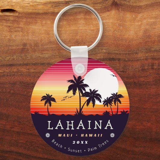 Lahaina Maui Hawaii Retro Sunset Souvenirs 60er Schlüsselanhänger (Vorderseite)