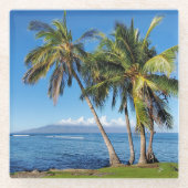 Lahaina Maui Palm Trees über Molokini Hawaii Glasuntersetzer (Vorderseite)