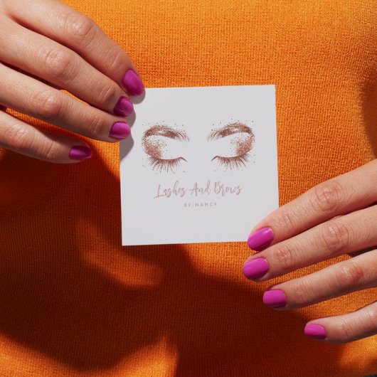 Lahes and brows Rose gold glitter Quadratische Visitenkarte