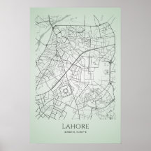 Lahore Map Poster | Lahore City Road Map
