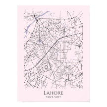 Lahore Map Poster (Rosa, Matte)