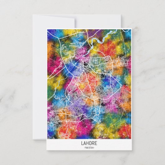Lahore Pakistan City Map Dankeskarte (Vorderseite)