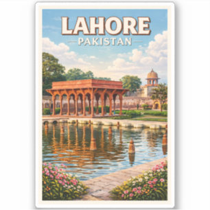 Lahore Pakistan Gärten Illustration Reise Kunst Aufkleber